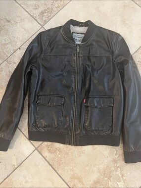 Levi's Brown Faux Leather Bomber Jacket L